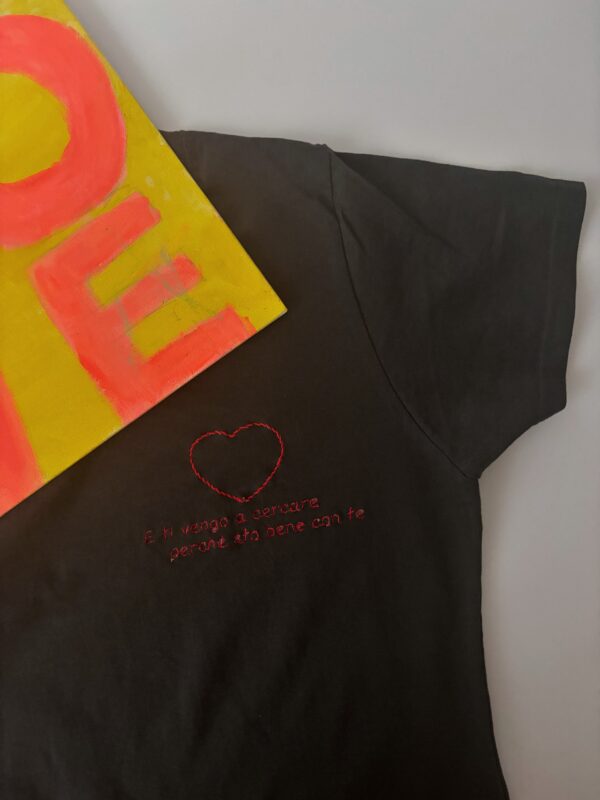 T-shirt di cotone ricamata San Valentino